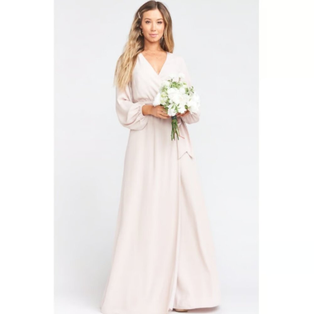 Show Me Your Mumu Lady Long Sleeve Wrap Maxi Dress in Show Me the Ring Crisp NWT
